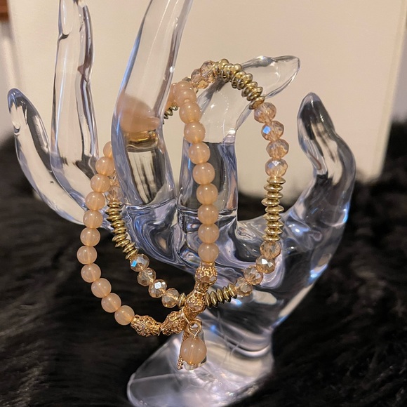 Gorgeous 2 Piece Crystal Decor Beaded Bracelet - Picture 2 of 3